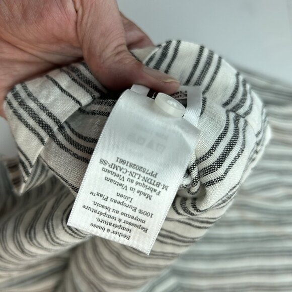 Everlane The Resort Shirt in Linen Mens - Stripe  - Medium Bone & Black - Picture 8 of 8